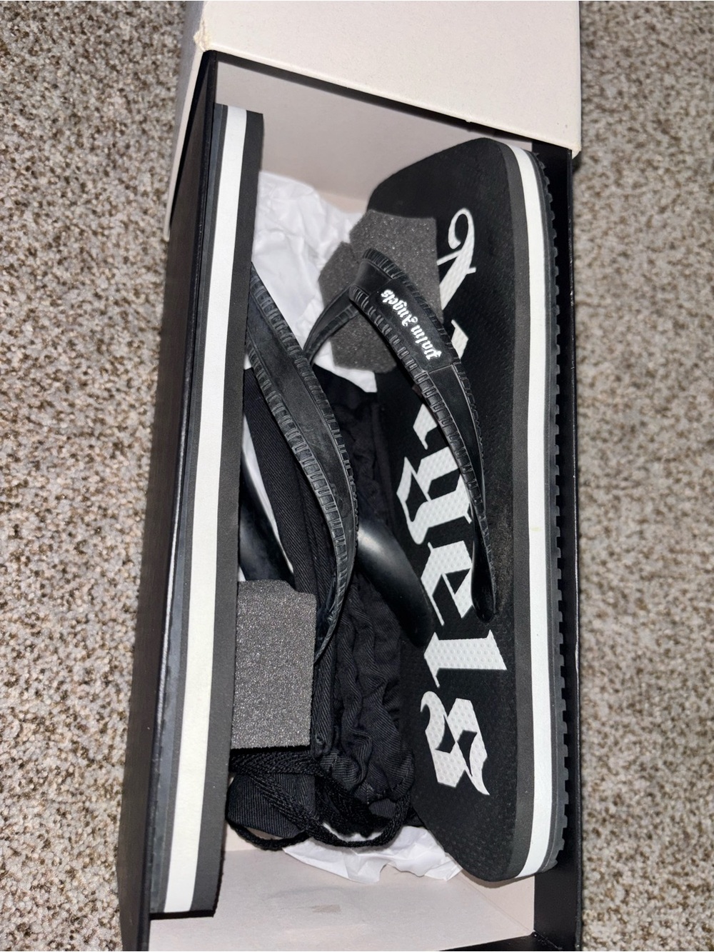 Palm Angels Black and White Logo Flip Flops - Picture 6 of 11
